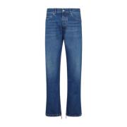 Off White Blå Denim Straight Leg Jeans Blue, Herr