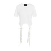 Simone Rocha Vit T-shirt med satinrosett White, Dam