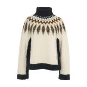 Semicouture Vit Jacquard Pullover Stickat Aw24 Multicolor, Dam