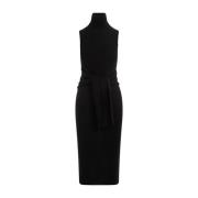 MM6 Maison Margiela Svart Ull Midi Klänning Black, Dam