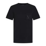 Max Mara Svart Bomull T-shirt med Bröstficka Black, Dam