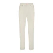 Kiton Vit Slim-Fit Bomull Denim Jeans White, Dam