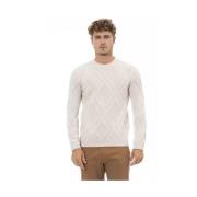 Alpha Studio Beige Merino Wool Crewneck Sweater Beige, Herr