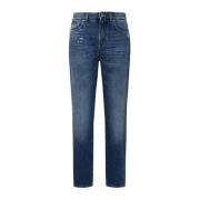 Dolce & Gabbana Högmidjade Baggy Blå Bomullsjeans Blue, Dam