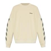 Off White Sweatshirt med logotyp Beige, Herr