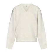 TotêMe Ivory Ull Cashmere V-ringad Tröja White, Dam