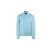 Moorer Sea Island Cotton Half-Zip Sweater Blue, Herr