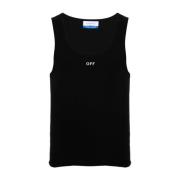 Off White Svart Logo Print Ribbed Top Black, Herr