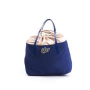 Byblos Blå Tyg Shopper Tote med Patent Accents Blue, Dam