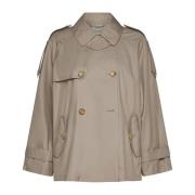 Max Mara Beige Dubbelknäppt Kort Trenchcoat Beige, Dam