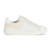 Balmain B-Court monogram nylon och läder sneakers White, Dam