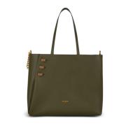 Balmain Emblème läder toteväska Green, Dam