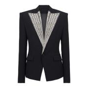 Balmain Jacka med kristalldekorerad krage Black, Herr