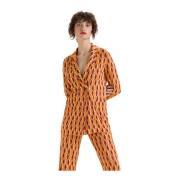 Maliparmi Lurex Jacquard Dubbelknäppt Jacka Orange, Dam