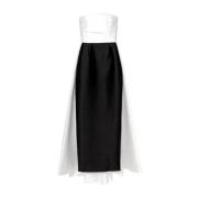 Solace London Vit Strapless Bustier Maxi Klänning Black, Dam