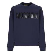 Moschino Blå Bomullsweatshirt Rund Hals Logo Blue, Herr