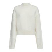 Jacquemus Beige Box-Fit Sweater med Mock Neck Beige, Dam