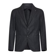 Tagliatore Svart Ullblazer Peak Revers Black, Herr