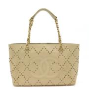 Chanel Vintage Pre-owned Laeder totevskor Beige, Dam