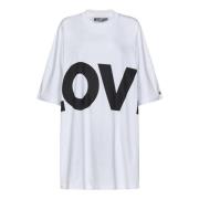 Moschino Vit Love Print T-shirt Klänning White, Dam