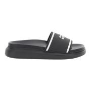 Alexander McQueen Lyxiga Slides med Kontrastlogo Black, Dam