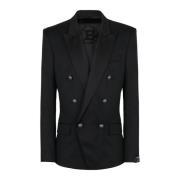 Balmain Ullblazer med dubbelknäppt silverfärgad knäppning Black, Herr