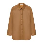 Aeron Lammskinn Oversized Skjorta Brown, Dam