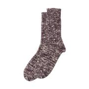 RoToTo Burgundy Slub Crew Socks Red, Herr