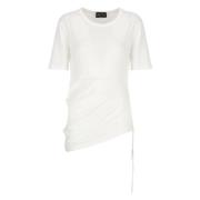 Andrea Ya’aqov Vit Bomullst-shirt med Asymmetrisk Hem White, Dam