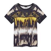 Fiorella Rubino Batik Print T-shirt med Meshinsatser Multicolor, Dam