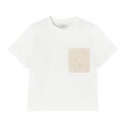 Motivi Virkad Ficka Boxy T-shirt White, Dam