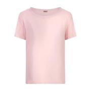 Her Shirt Silke Rosa T-shirt med Rund Hals Pink, Dam