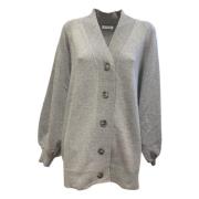 SoSUE Antonia Cardigan Oversized V-ringad Stickad Gray, Dam