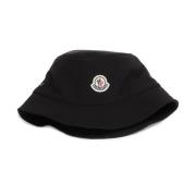 Moncler Svart Bucket Hat med Frontlogo Black, Dam