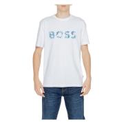 Hugo Boss Vit Bomull Tryckt T-shirt Män White, Herr