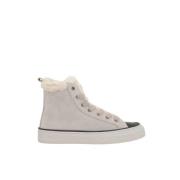 Brunello Cucinelli Högtopp Mocka Sneakers med Nickel-Fri Dekoration Be...