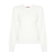 Twinset Perforerade V-ringade Sweaters White, Dam