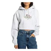 Tommy Jeans Super Crop Modern Sweat Hoodie Gray, Dam