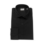 Bagutta Elegant Slim Fit French Collar Shirt Black, Herr