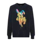 PS By Paul Smith Blå Bunny Print Crew Neck Sweater Blue, Herr