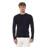 Baldinini Blå Crew Neck Cashmere Blend Sweater Blue, Herr