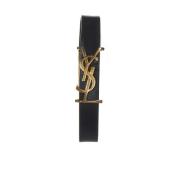 Saint Laurent Svart YSL Charm Läderarmband Black, Dam