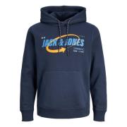 Jack & Jones Logotipo Hoodie Blue, Herr