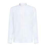 Ermenegildo Zegna Vit Bomull Mandarin Krage Skjorta White, Herr