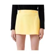 Patrizia Pepe Crepe Minikjol med Sidoficka Yellow, Dam