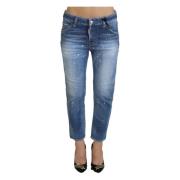 Dsquared2 Blå Cropped Denim Jeans Blue, Dam