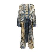 Mona Swims Silk Beach Cover-Up Kimono MultiColour Multicolor, Dam