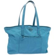 Prada Vintage Pre-owned Nylon totevskor Blue, Dam