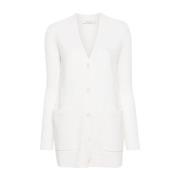 Max Mara Kräm Vit Ull-Kashmir Tröja V-Hals White, Dam