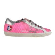 Golden Goose Rosa Mesh Sneakers med Glitter Snören Pink, Dam